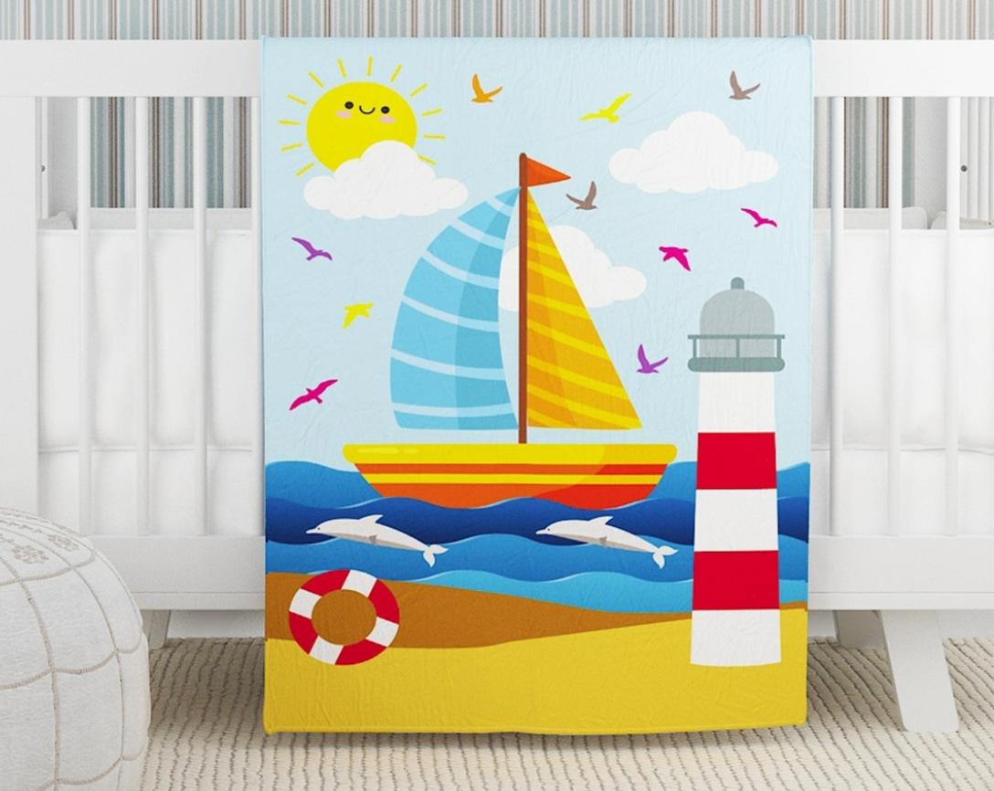 Baby Cotton Comforter Boat Theme-Blue