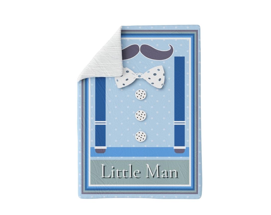 Baby Cotton Comforter Little Man Theme-Blue & Grey