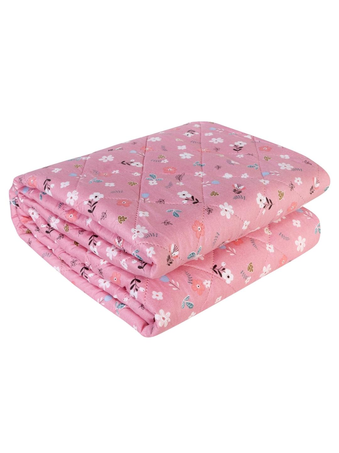 Floral Print Set of 2 Single Bed Light Weight Comforter-Pink