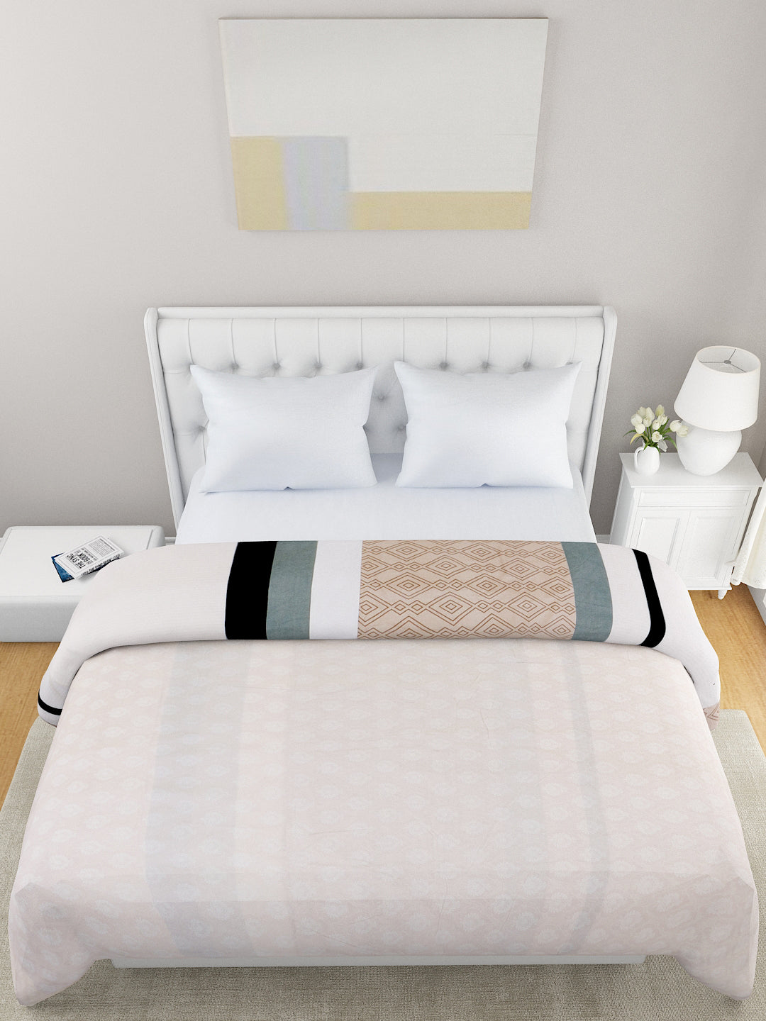Taupe & Off White Striped Microfiber Summer 120 GSM Double Bed Dohar