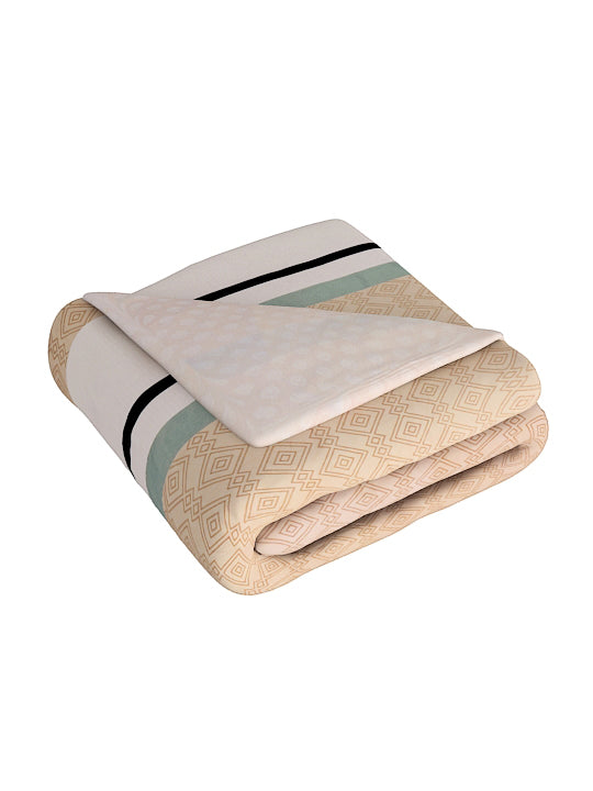 Taupe & Off White Striped Microfiber Summer 120 GSM Double Bed Dohar