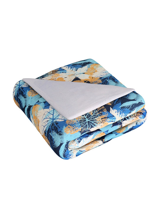 Blue & Beige Floral 120 GSM Microfiber Double Bed Dohar