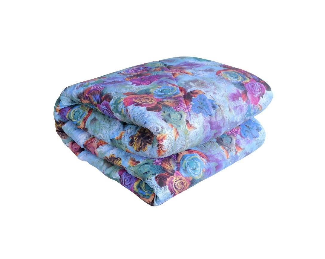 Multicolor Floral Double Bed Comforter-Blue