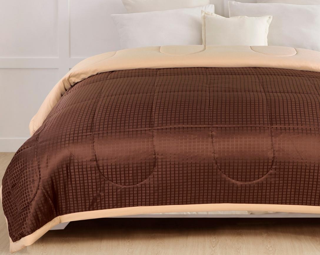 Classic Check Double Bed Comforter-Coffee and Beige
