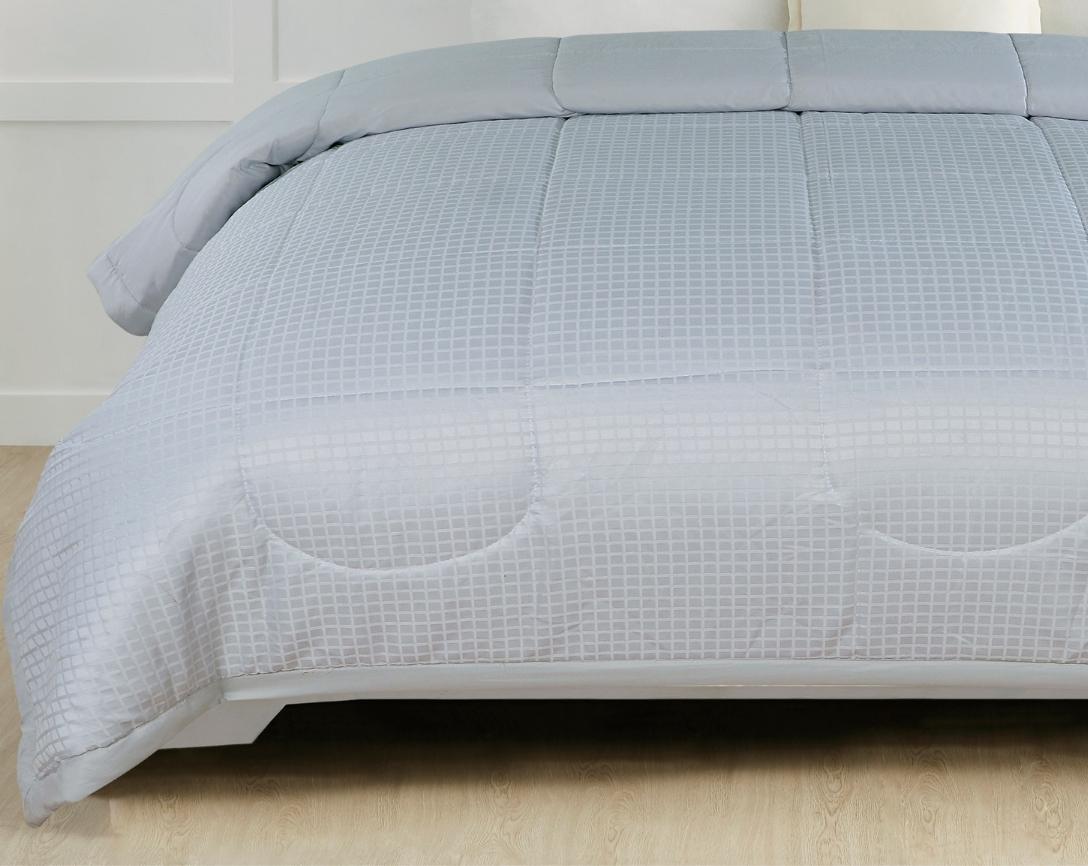 Classic Check Double Bed Comforter-Silver Grey