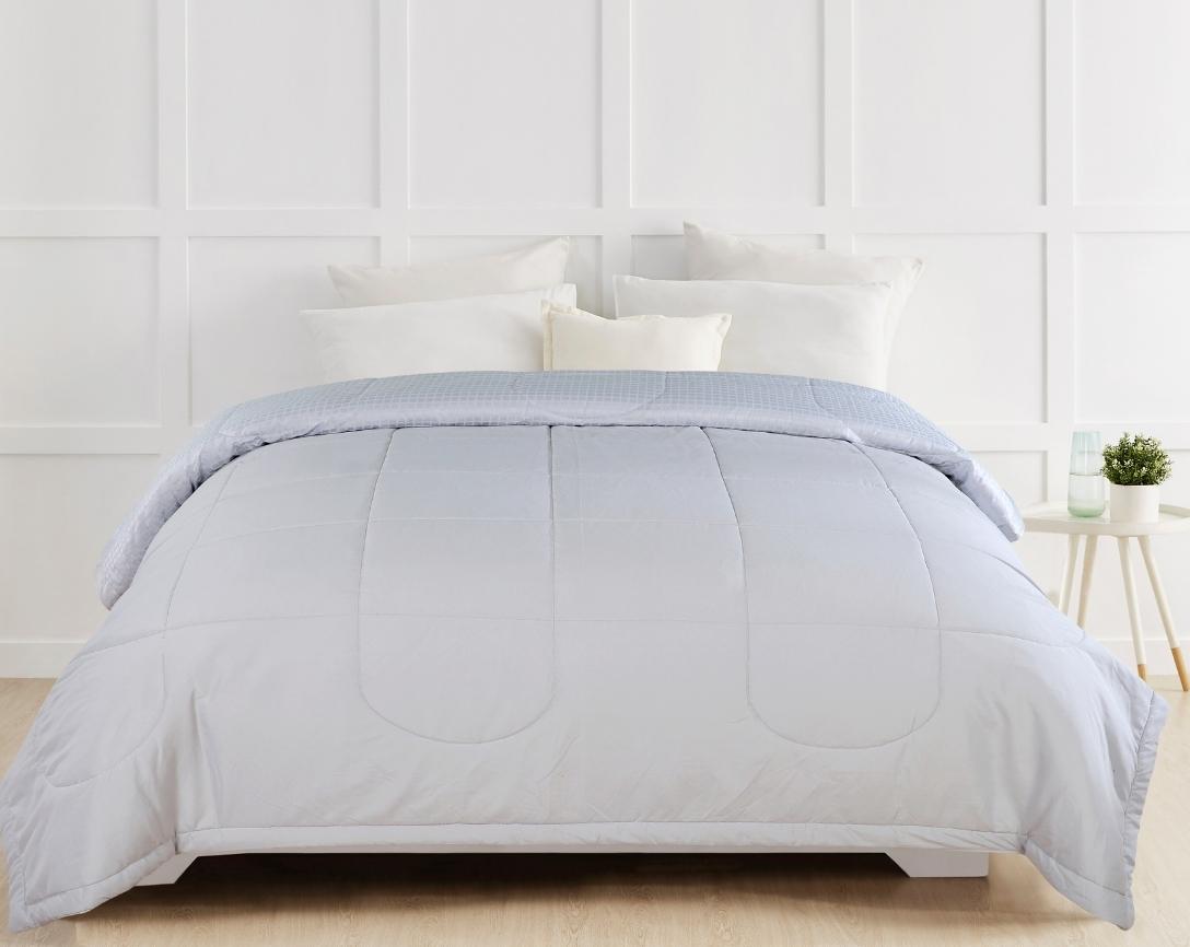 Classic Check Double Bed Comforter-Silver Grey