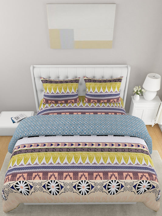 4-Pcs Yellow Printed Double Queen Bedding Set