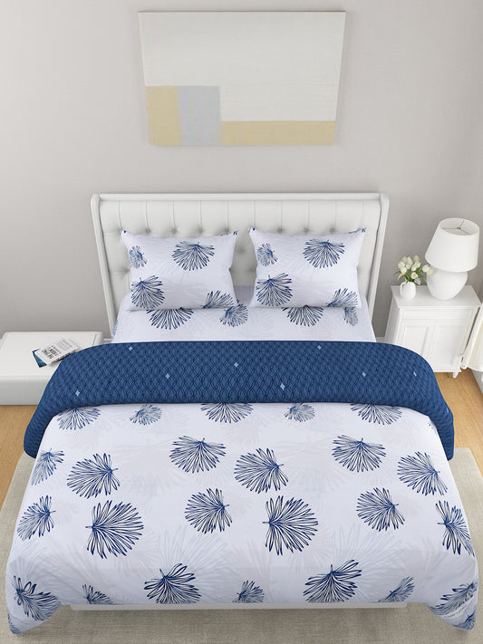 4-Pcs Blue Printed Double Queen Bedding Set