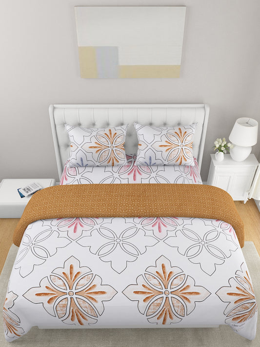 Tan Printed Double Queen Bedding Set