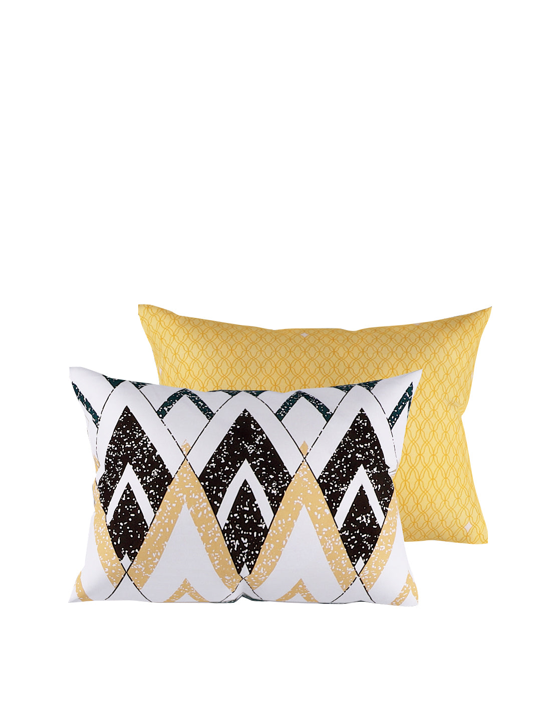 Yellow & White 4 Pcs Geometric Printed Double Queen Bedding Set
