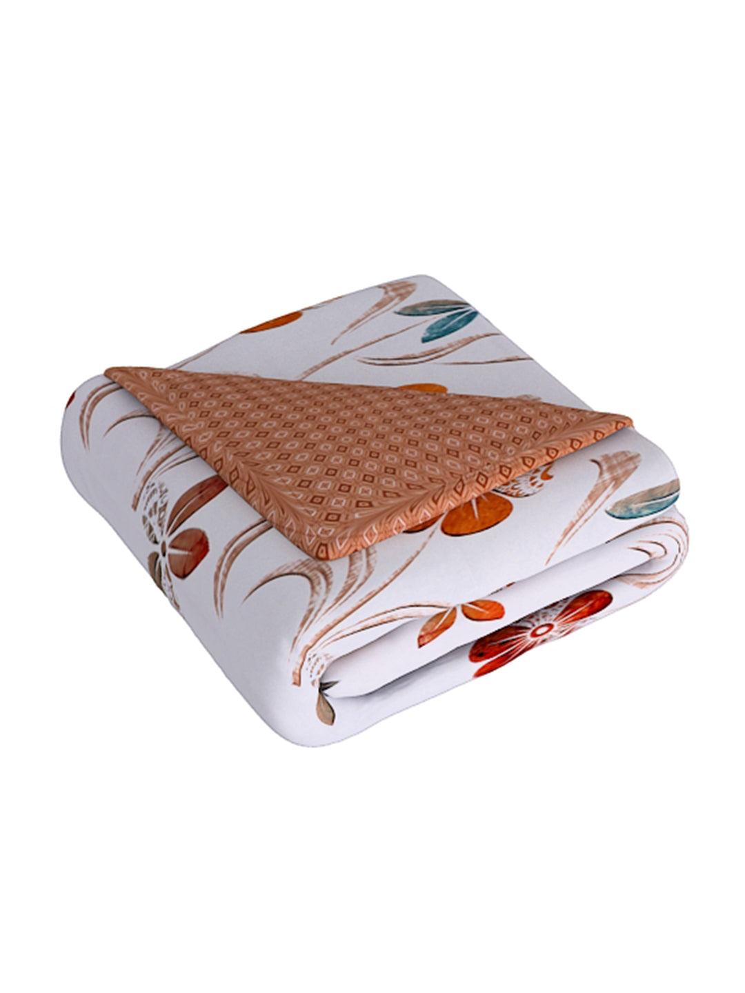 Brown & White Printed Double Queen Bedding Set