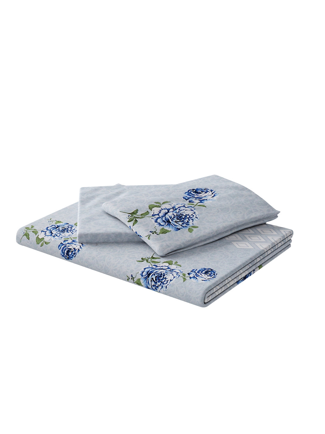 180 TC Double Bed Cotton Bedsheet with 2 Pillow Covers-Sky Blue