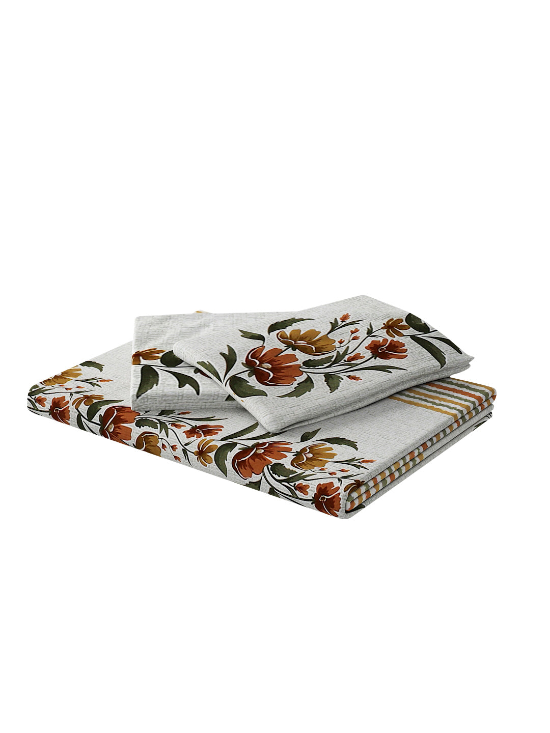 180 TC Double Bed Cotton Bedsheet with 2 Pillow Covers-Shades of Brown