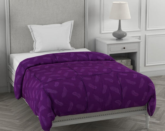 Feather Imprint Single Bed Cozy Quilt-Purple