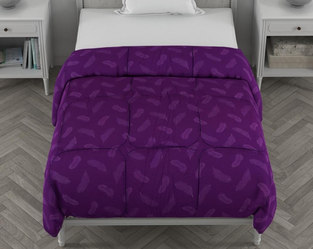 Feather Imprint Single Bed Cozy Quilt-Purple