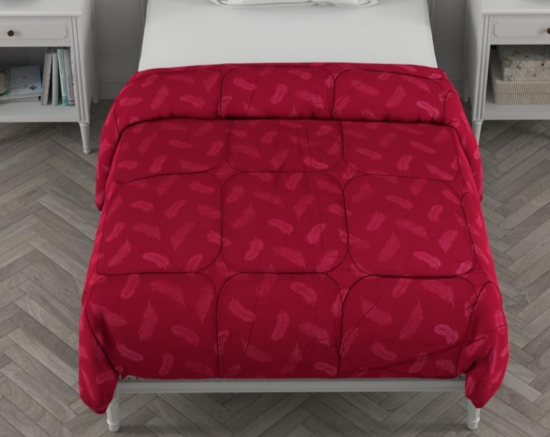 Feather Imprint Single Bed Cozy Quilt-Maroon