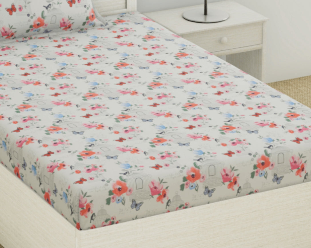 Floral Print Single Bed Cotton Kids Bedsheet