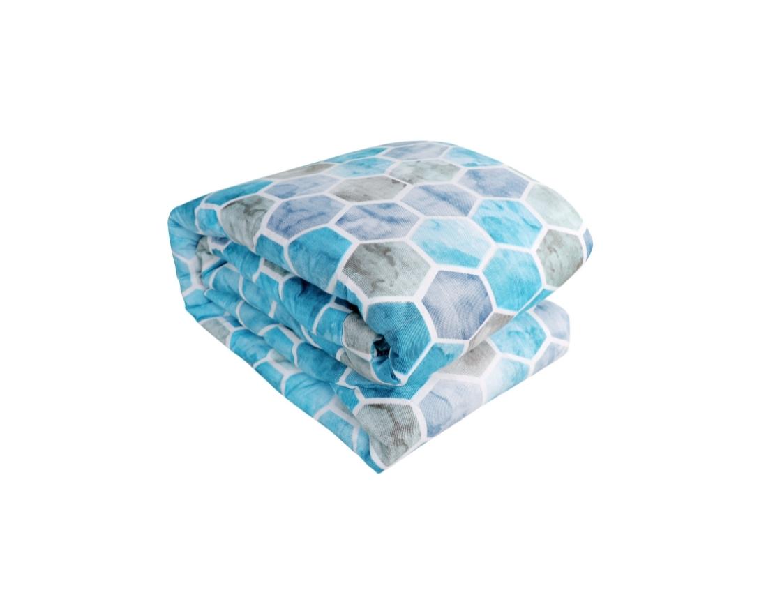 Turquoise Blue & Grey Double Bed Comforter