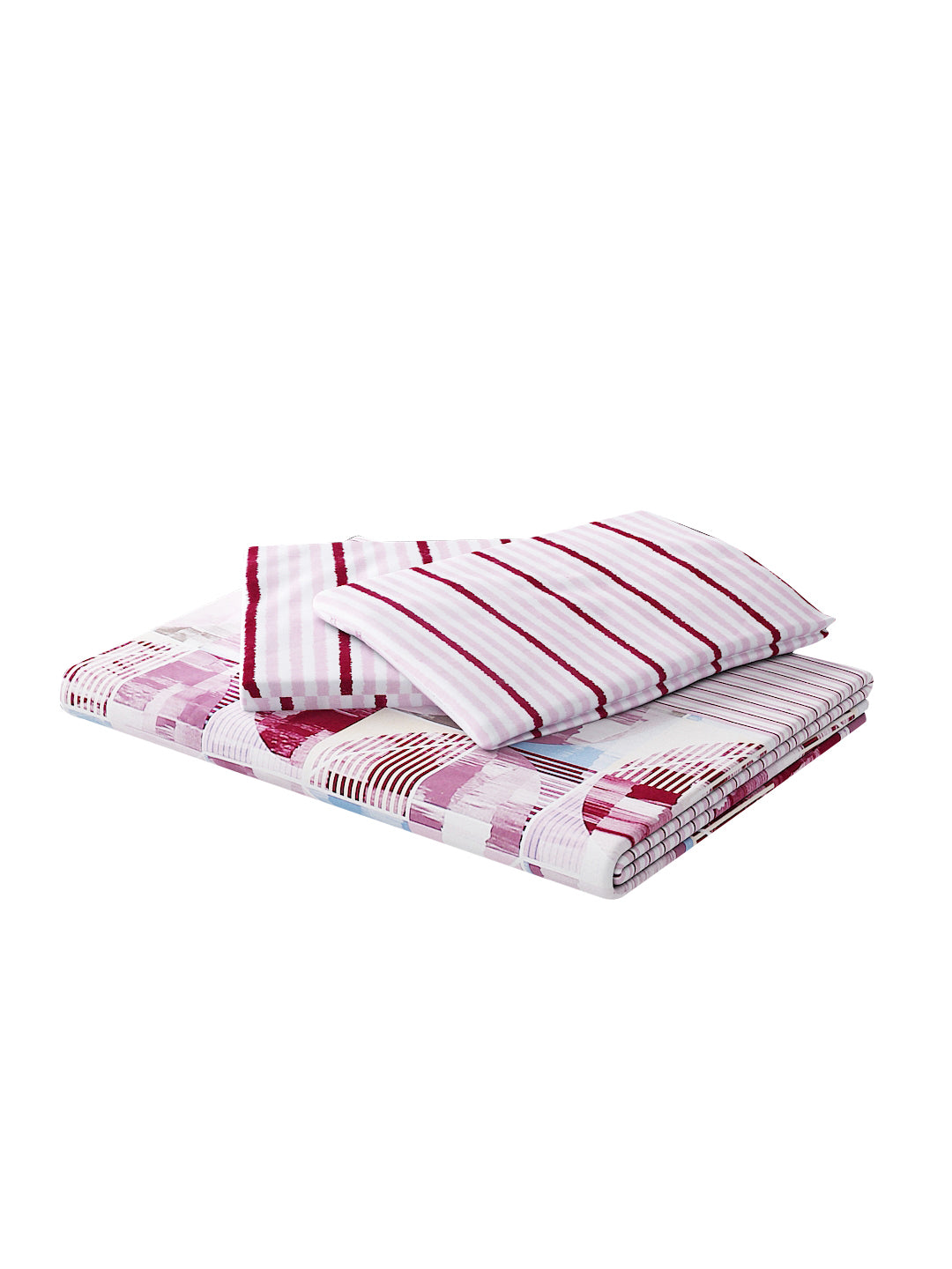 144 TC Cotton Double Bed Bedsheet With 2 Pillow Covers-Pink