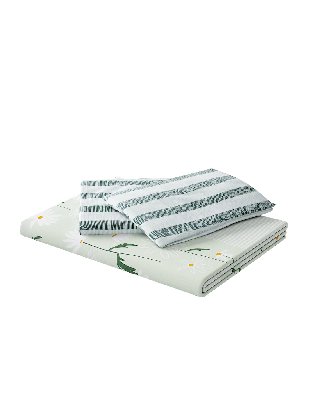 144 TC Cotton Double Bed Bedsheet With 2 Pillow Covers-Pastel Green