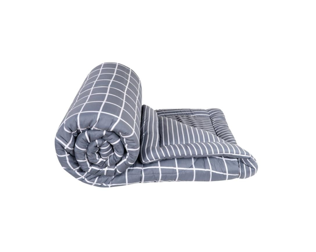Grey Check and Stripes Double Bed AC Comforter