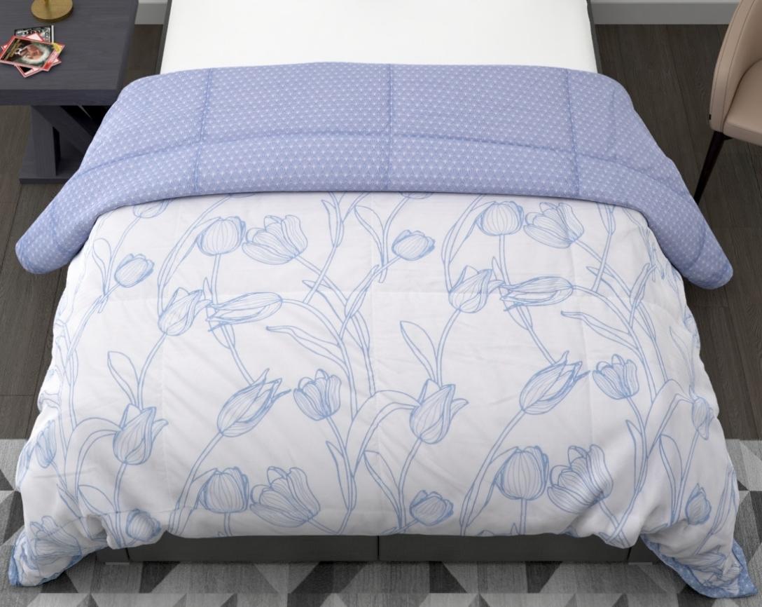 Sky blue and White Floral Double Bed Cozy Winter Quilt