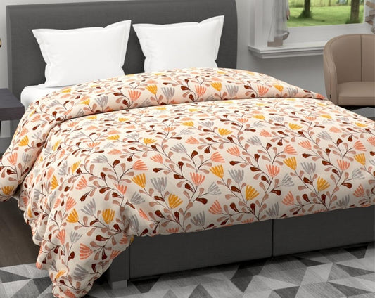 Beige and Brown Floral Double Bed Cozy Winter Quilt