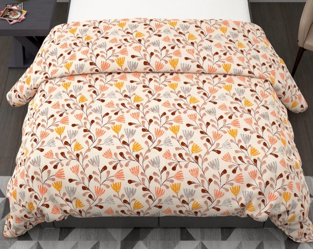 Beige and Brown Floral Double Bed Cozy Winter Quilt – ahomesgrace.com
