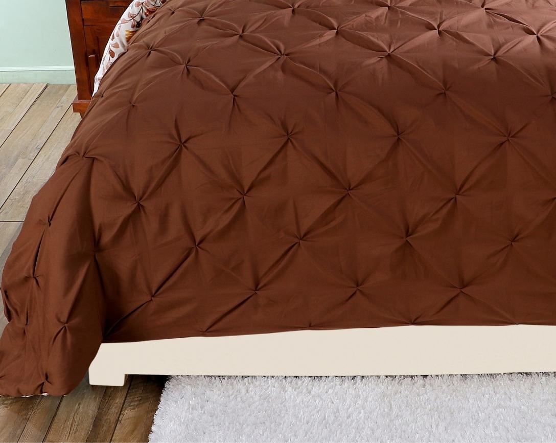 Pinch Pleated Double Bed Comforter-Brown