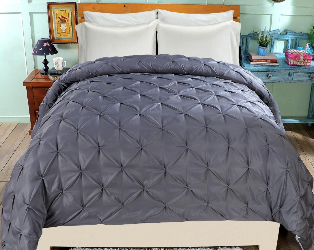 Pinch Pleated Double Bed Comforter-Grey