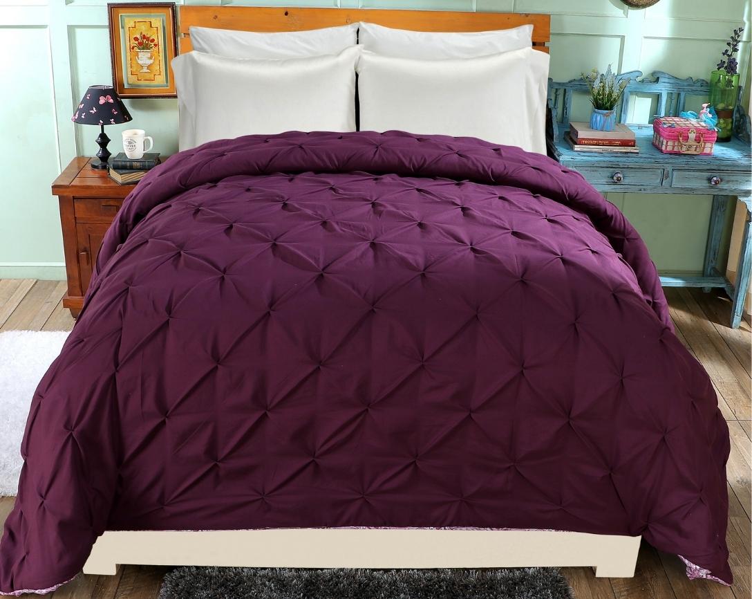 Pinch Pleated Double Bed Comforter-Purple