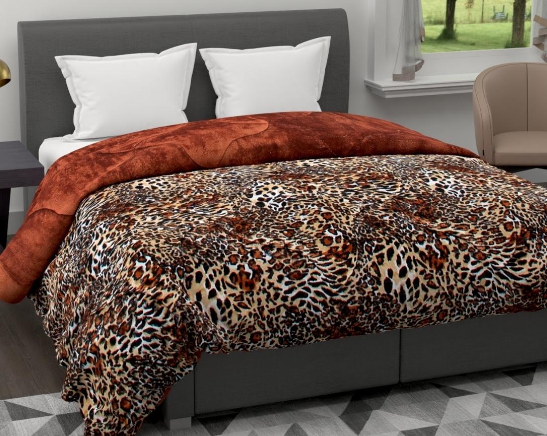 Soft and Cozy Skin Design Double Bed Winter Quilt (Brown & Beige, 850 GSM)