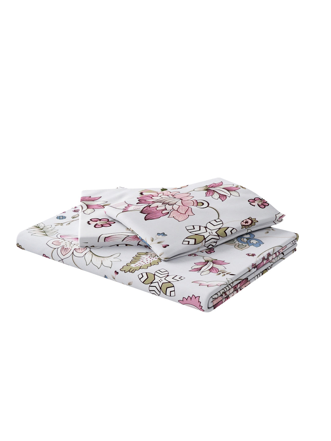 180 TC Double Bed Cotton Bedsheet with 2 Pillow Covers-Multicolor