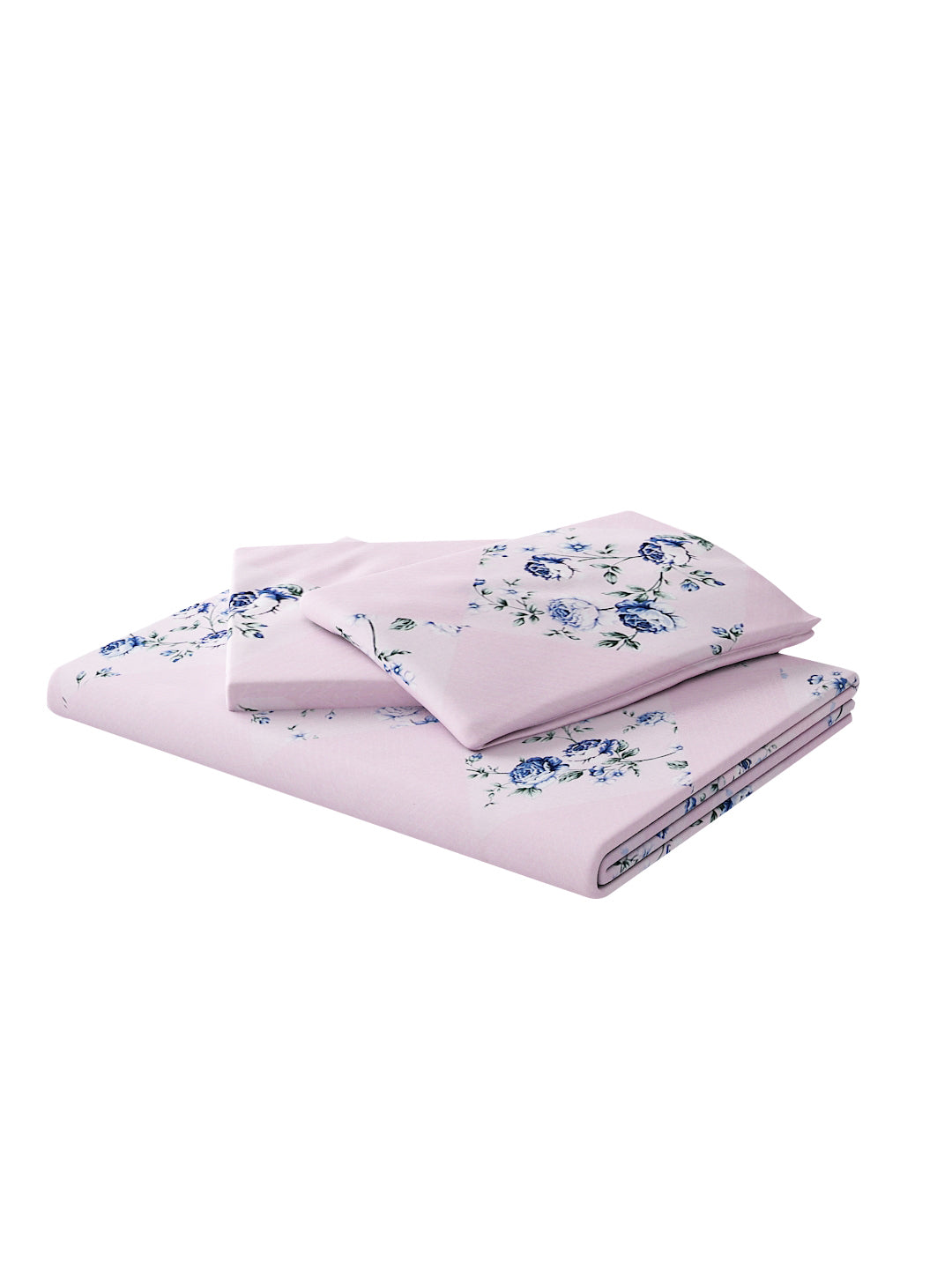 180 TC Double Bed Cotton Bedsheet with 2 Pillow Covers-Light Pink