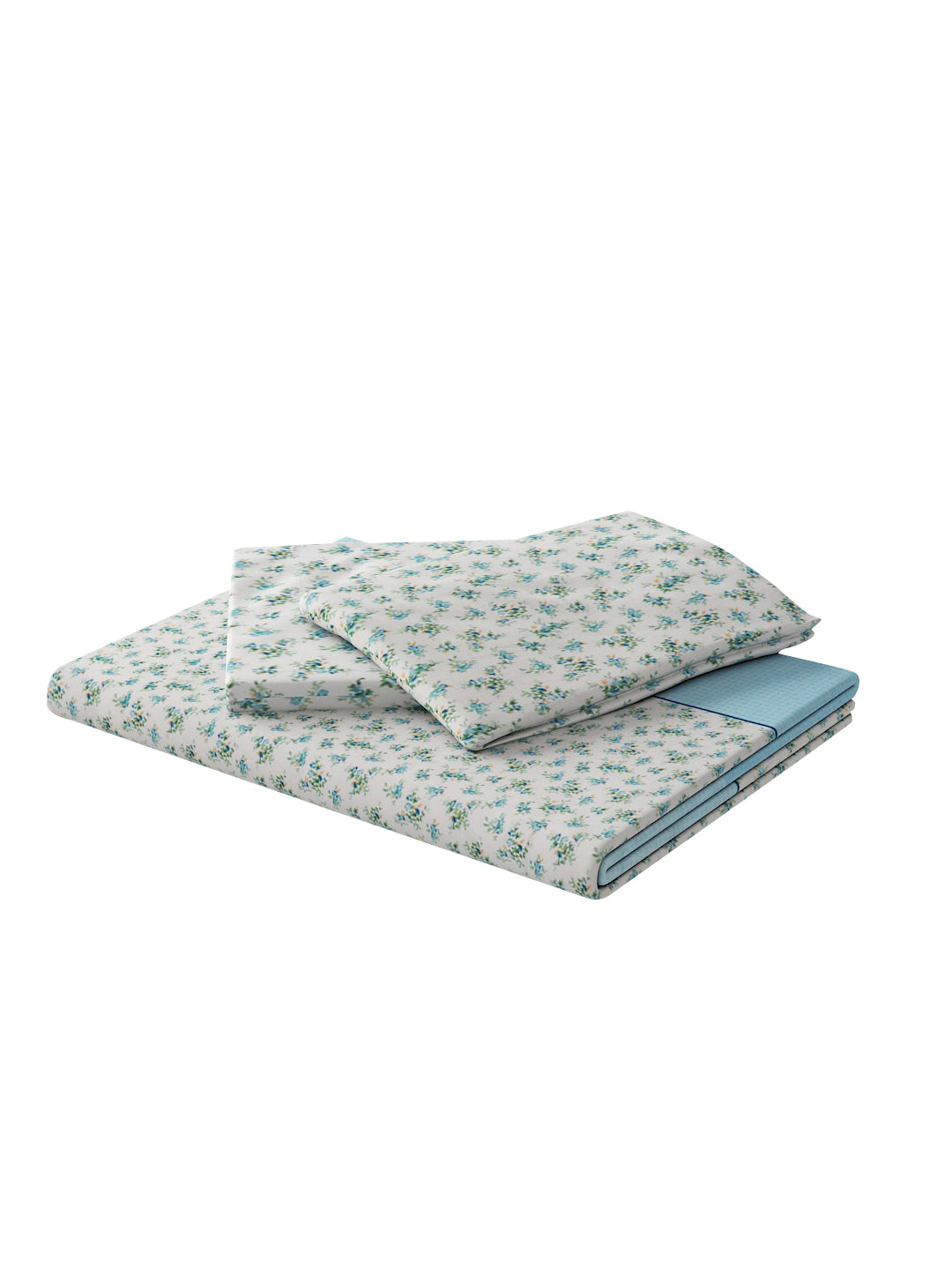 180 TC Double Bed Cotton Bedsheet with 2 Pillow Covers-Multicolor Blue
