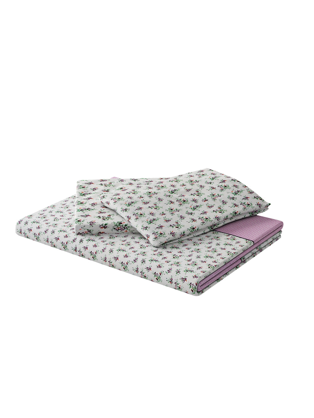 180 TC Double Bed Cotton Bedsheet with 2 Pillow Covers-Multicolor Pink