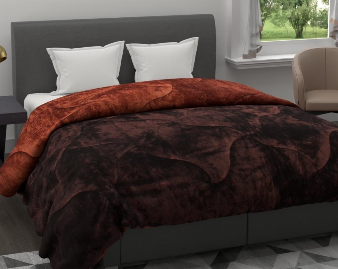 Soft and Cozy Reversible Double Bed Winter Quilt (Chocolate Brown and Dark Brown, 850 GSM)