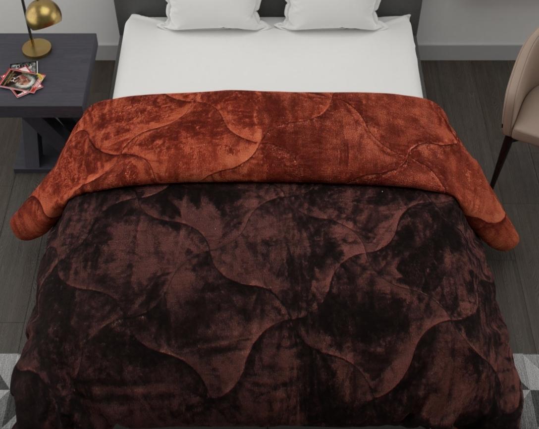 Soft and Cozy Reversible Double Bed Winter Quilt (Chocolate Brown and Dark Brown, 850 GSM)